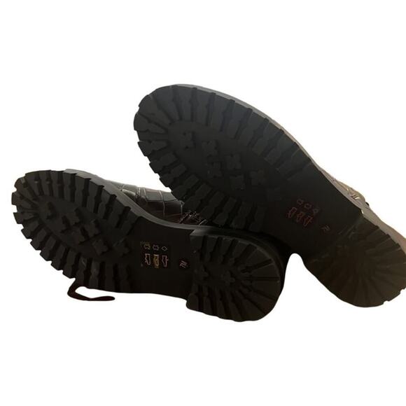 J.CREW NWOT MICAH CROC EMBOSSED‎ LACE UP LEATHER SIZE 7M - Picture 5 of 7